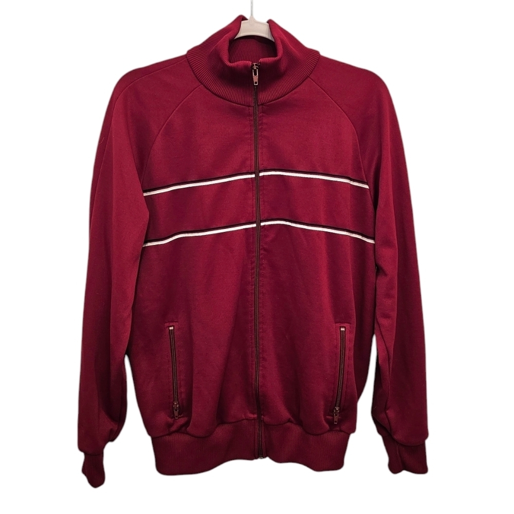 Vintage Sports Scene Track Jacket Full Zip Striped Mens L